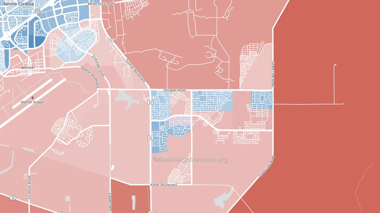 95742, CA block-group political-lean map