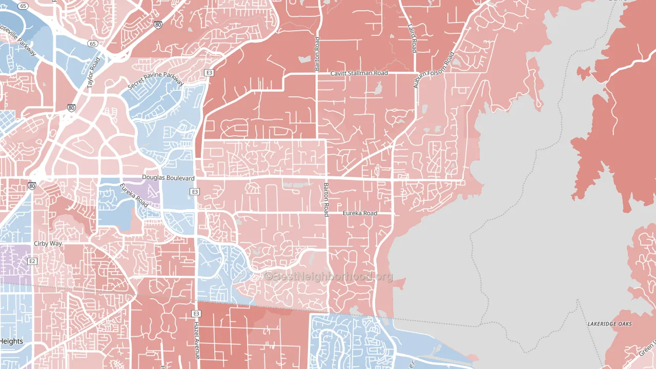 95746, CA block-group political-lean map