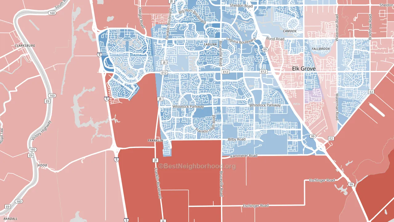 95757, CA block-group political-lean map