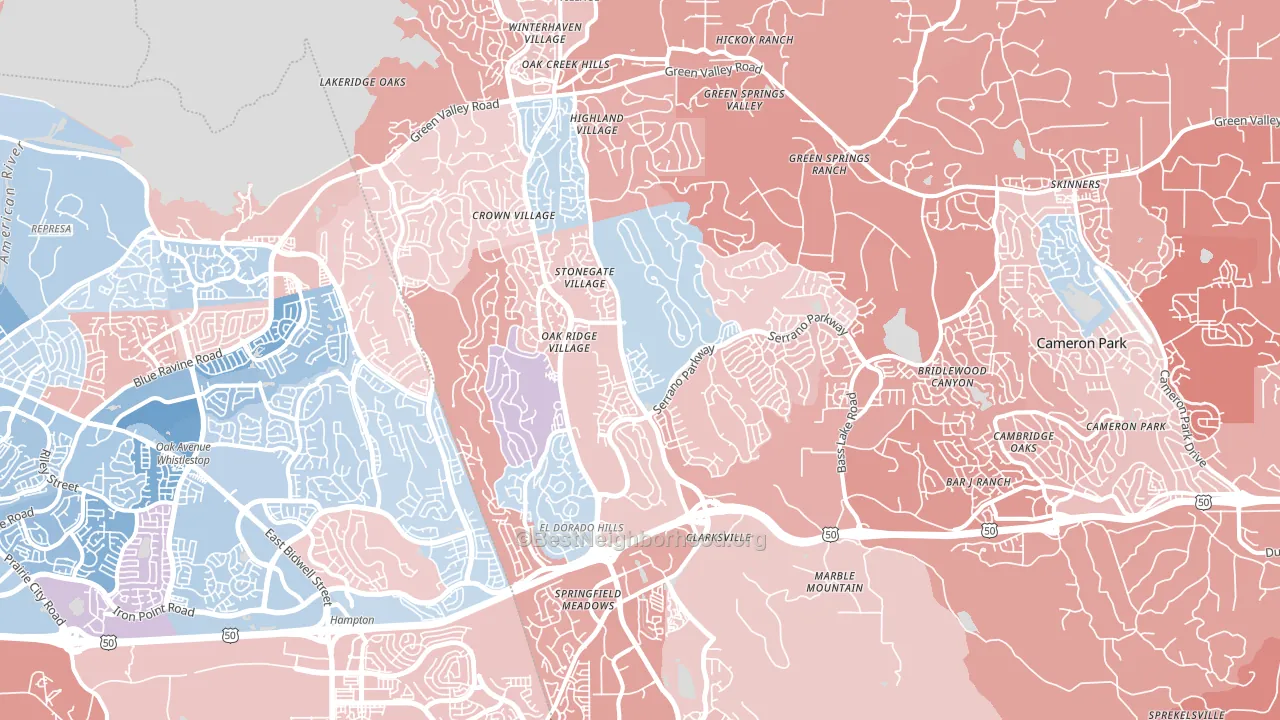 95762, CA block-group political-lean map