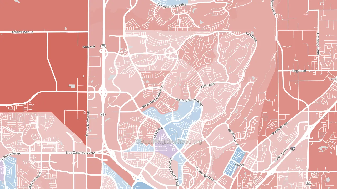 95765, CA block-group political-lean map