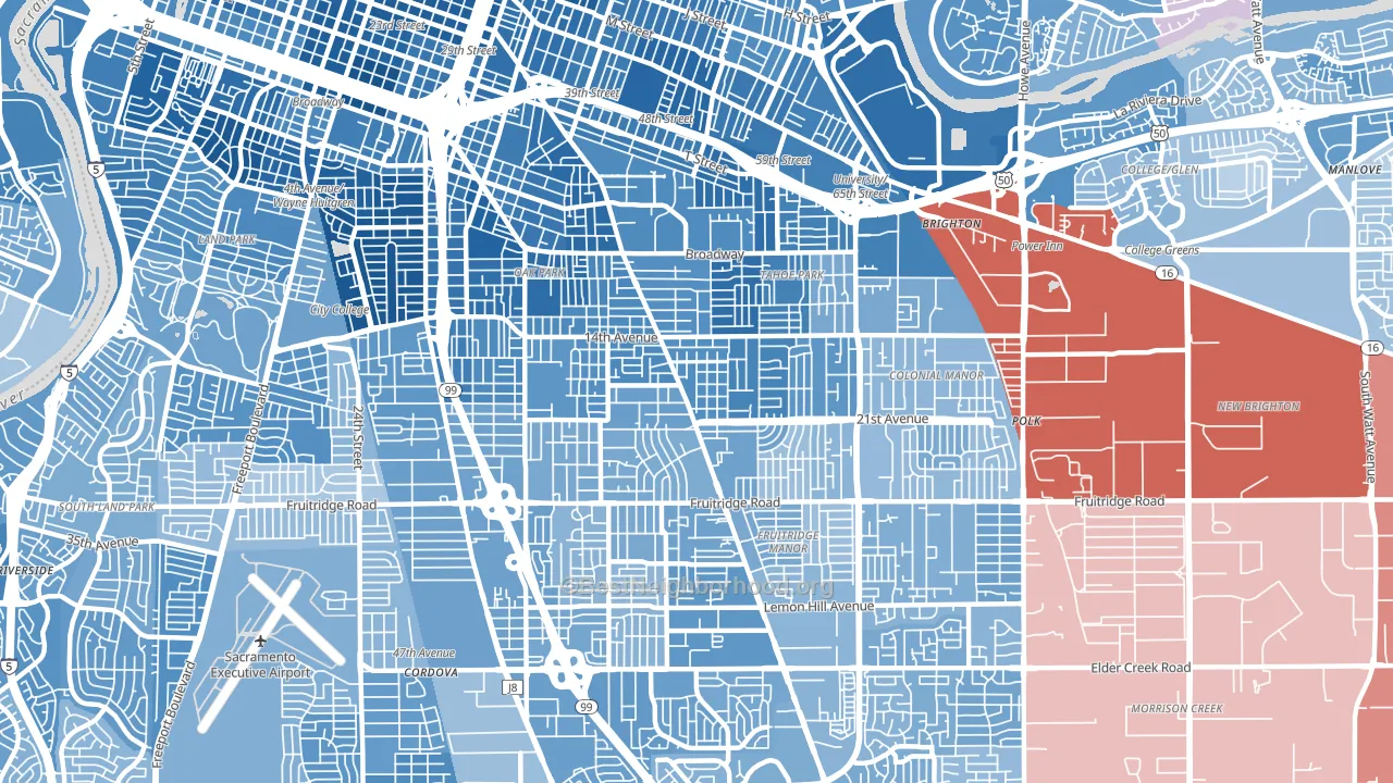 95820, CA block-group political-lean map