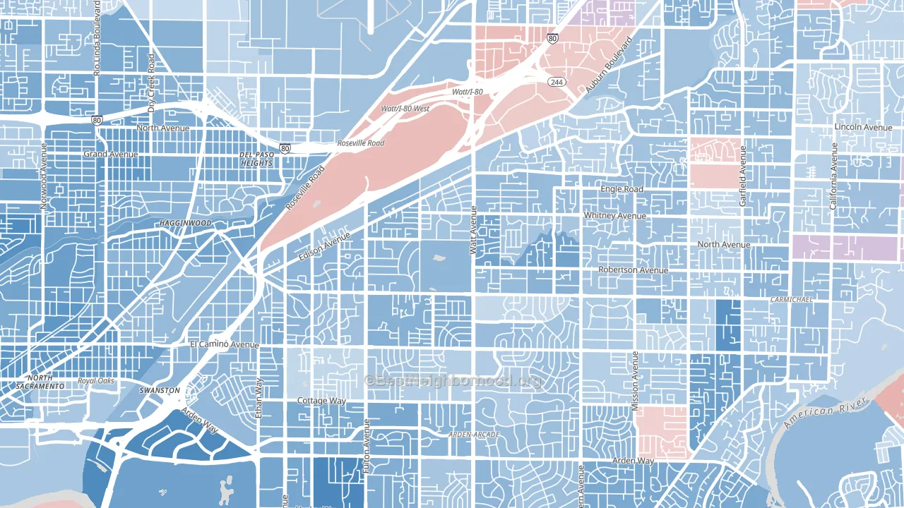 95821, CA block-group political-lean map