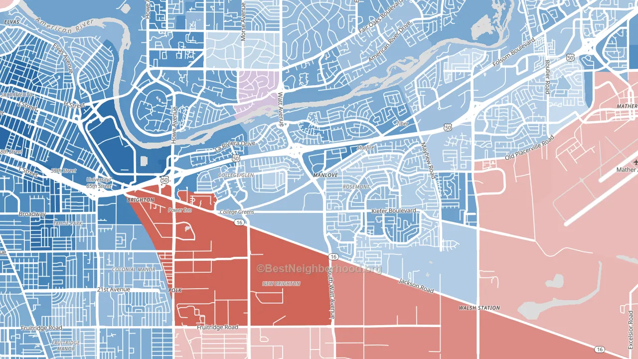 95826, CA block-group political-lean map