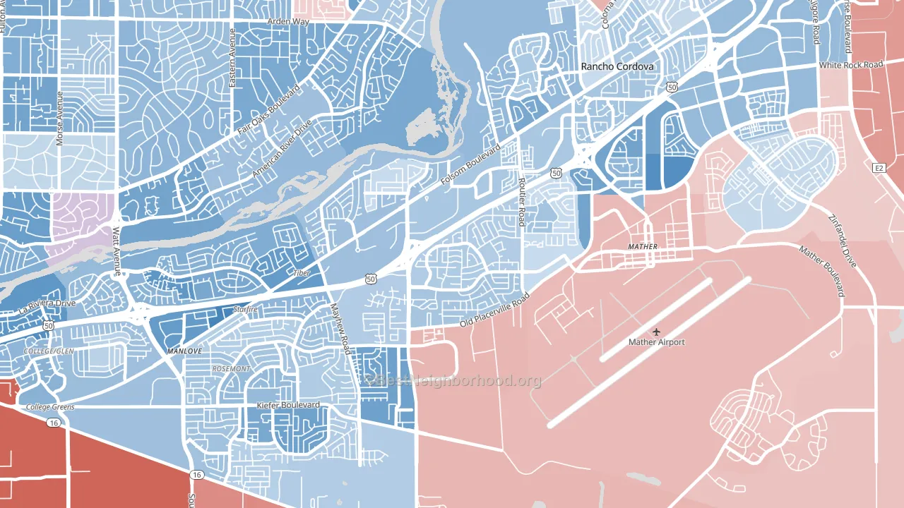 95827, CA block-group political-lean map