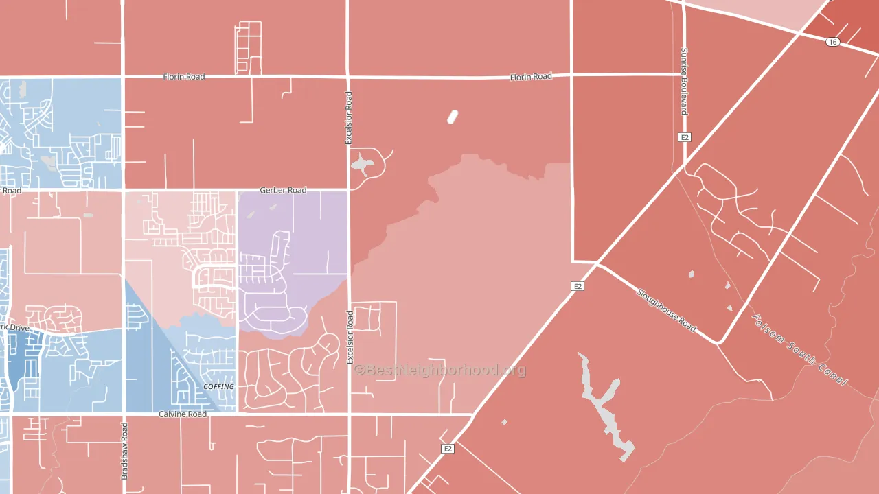 95830, CA block-group political-lean map