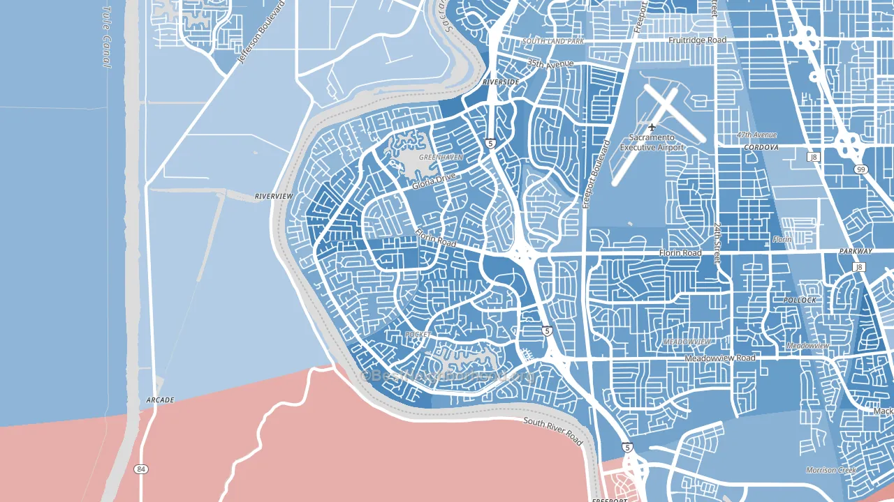 95831, CA block-group political-lean map