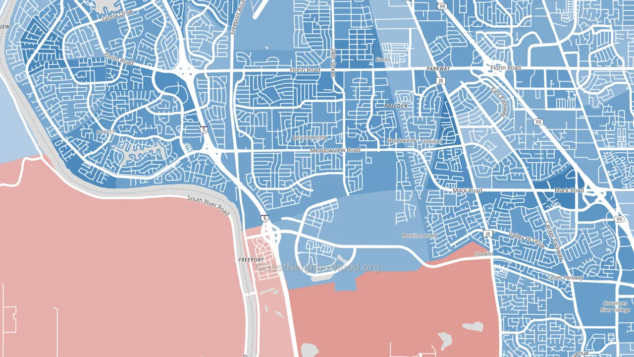 95832, CA block-group political-lean map