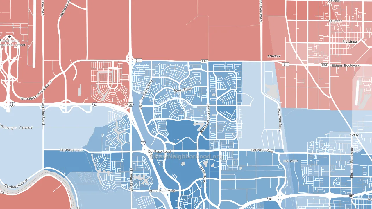 95835, CA block-group political-lean map