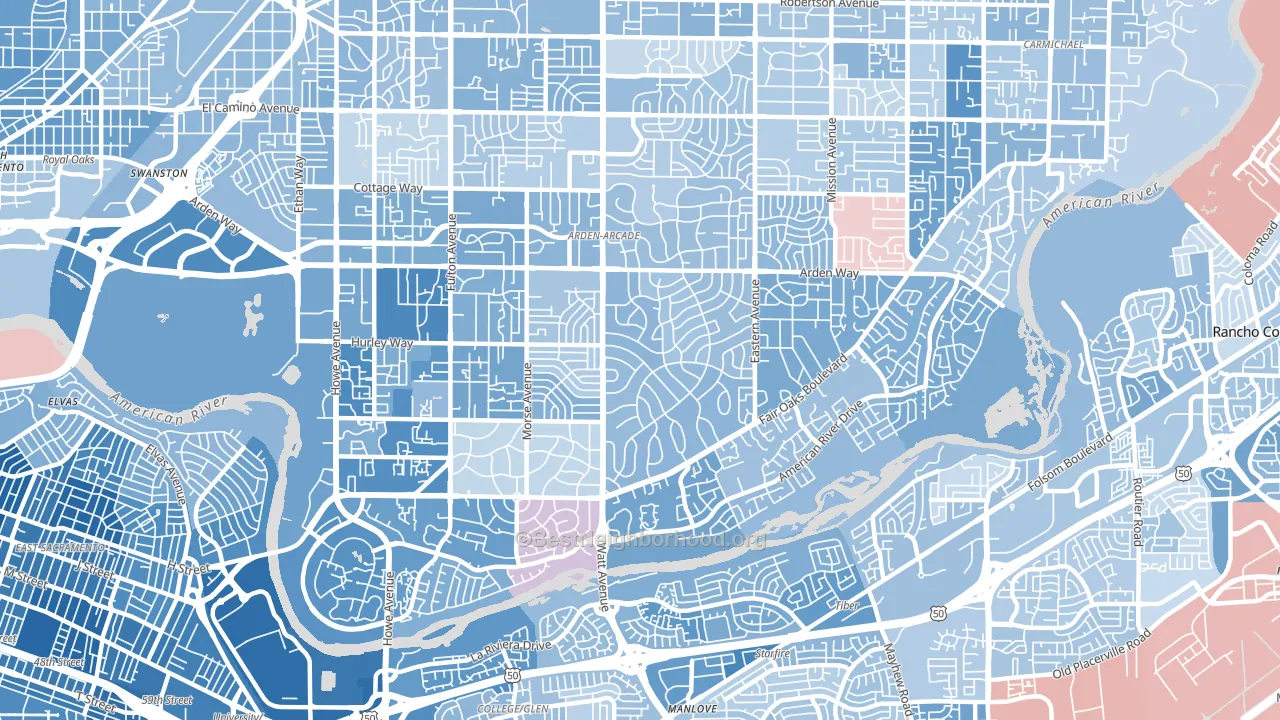 95864, CA block-group political-lean map