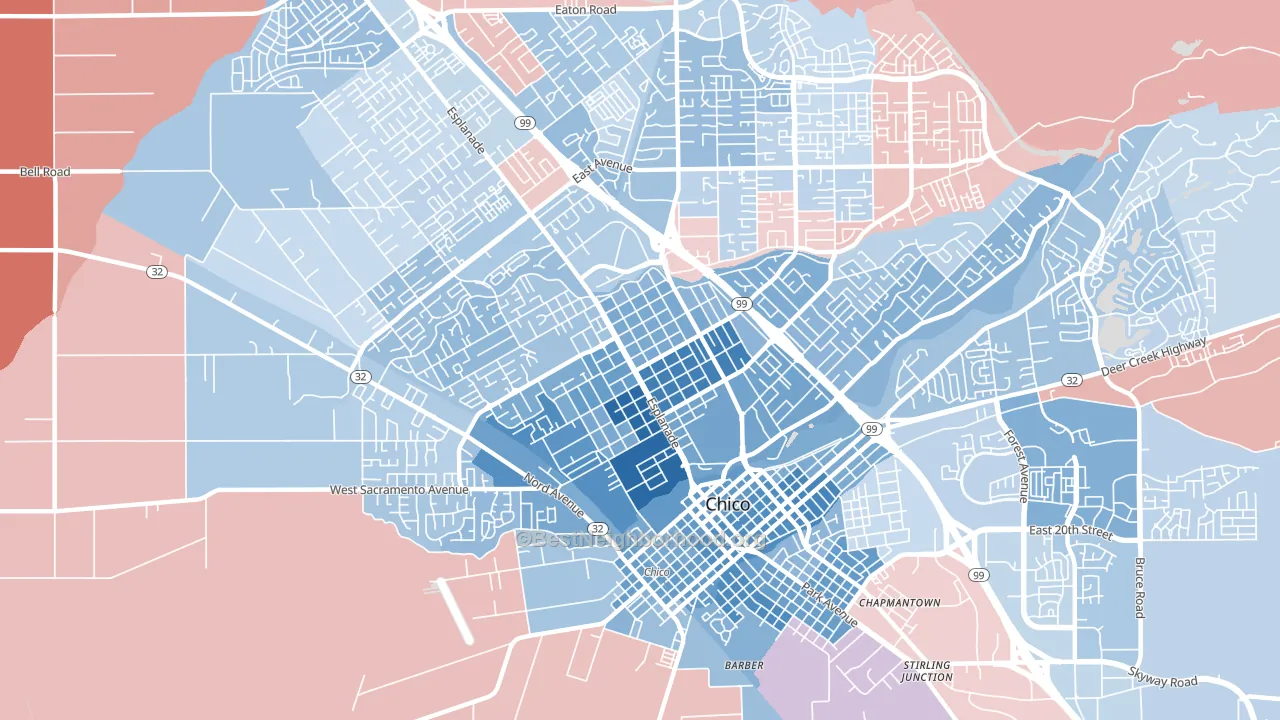 95926, CA block-group political-lean map