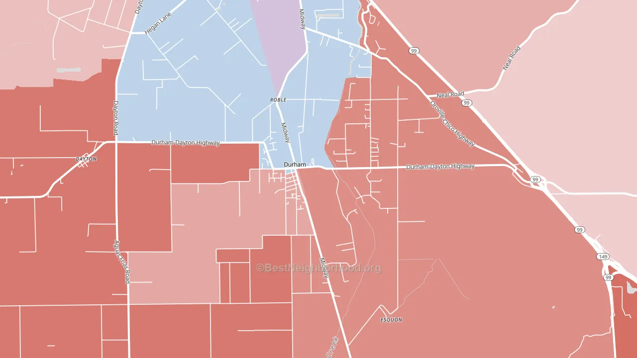 95938, CA block-group political-lean map