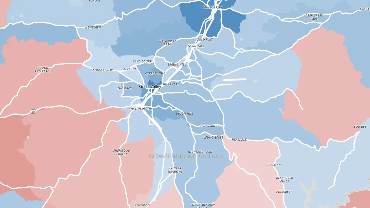95945, CA block-group political-lean map
