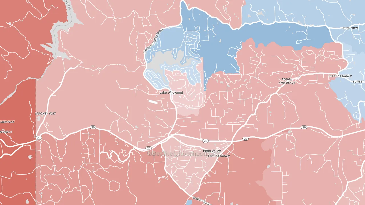 95946, CA block-group political-lean map