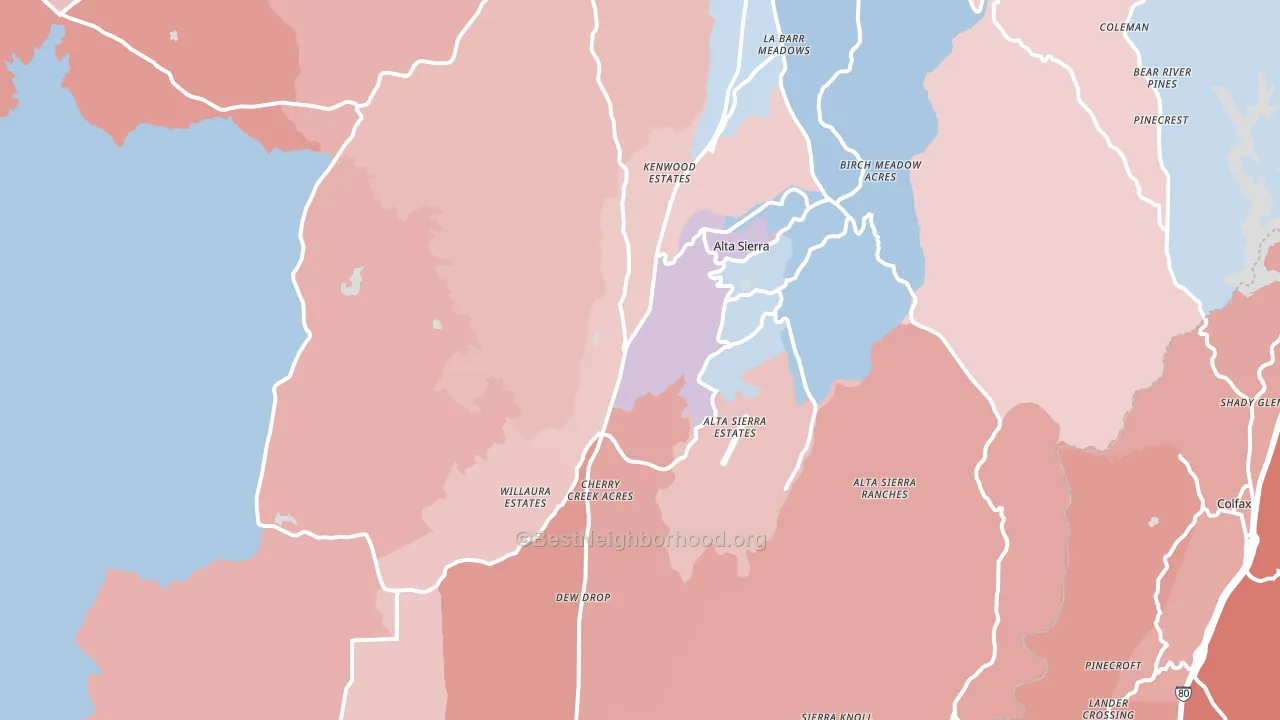 95949, CA block-group political-lean map