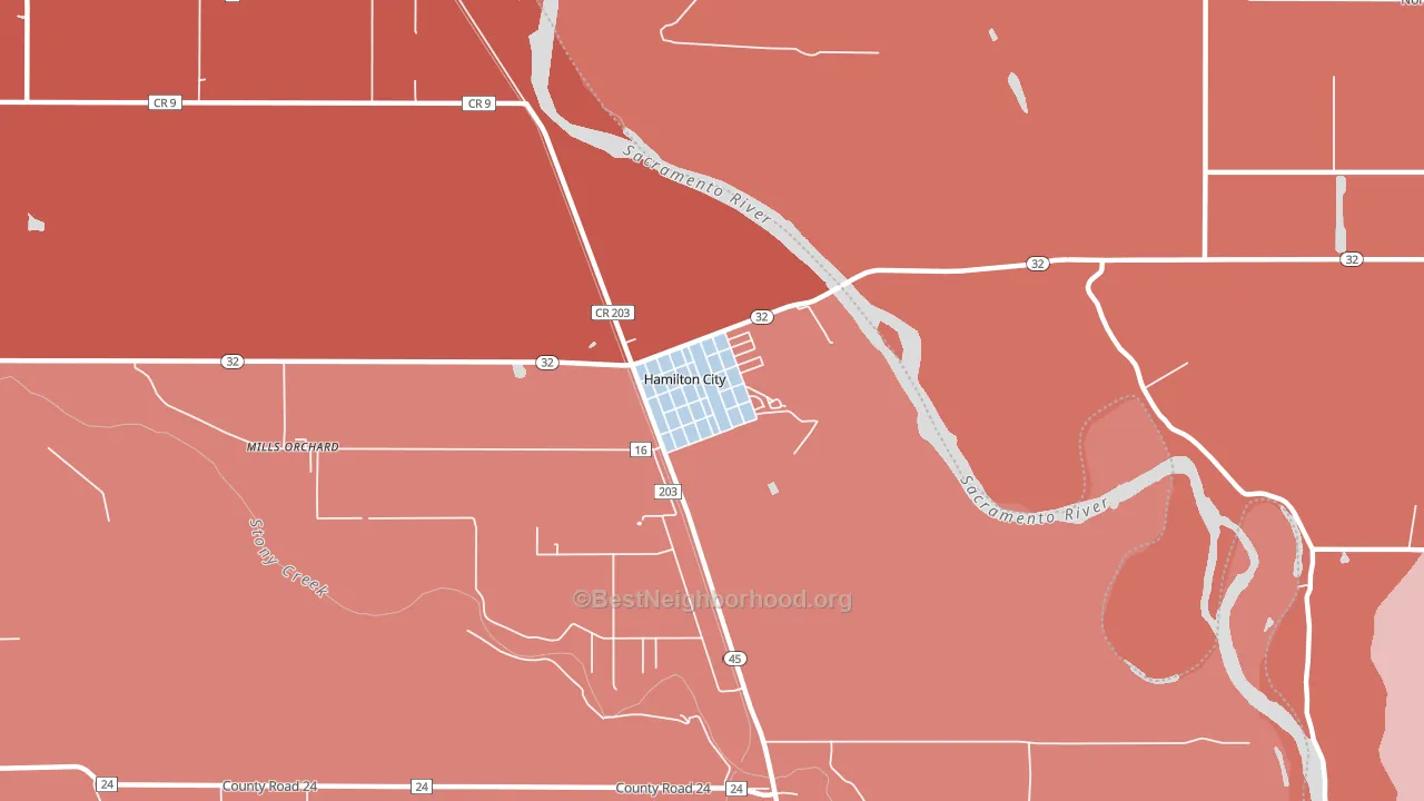 95951, CA block-group political-lean map