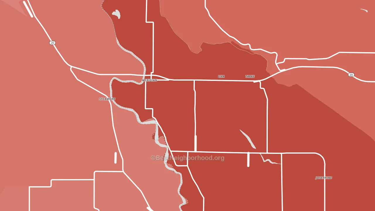 95957, CA block-group political-lean map
