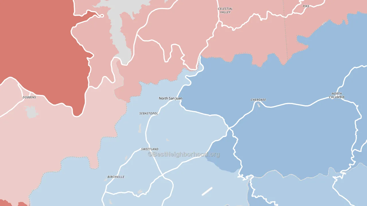 95960, CA block-group political-lean map