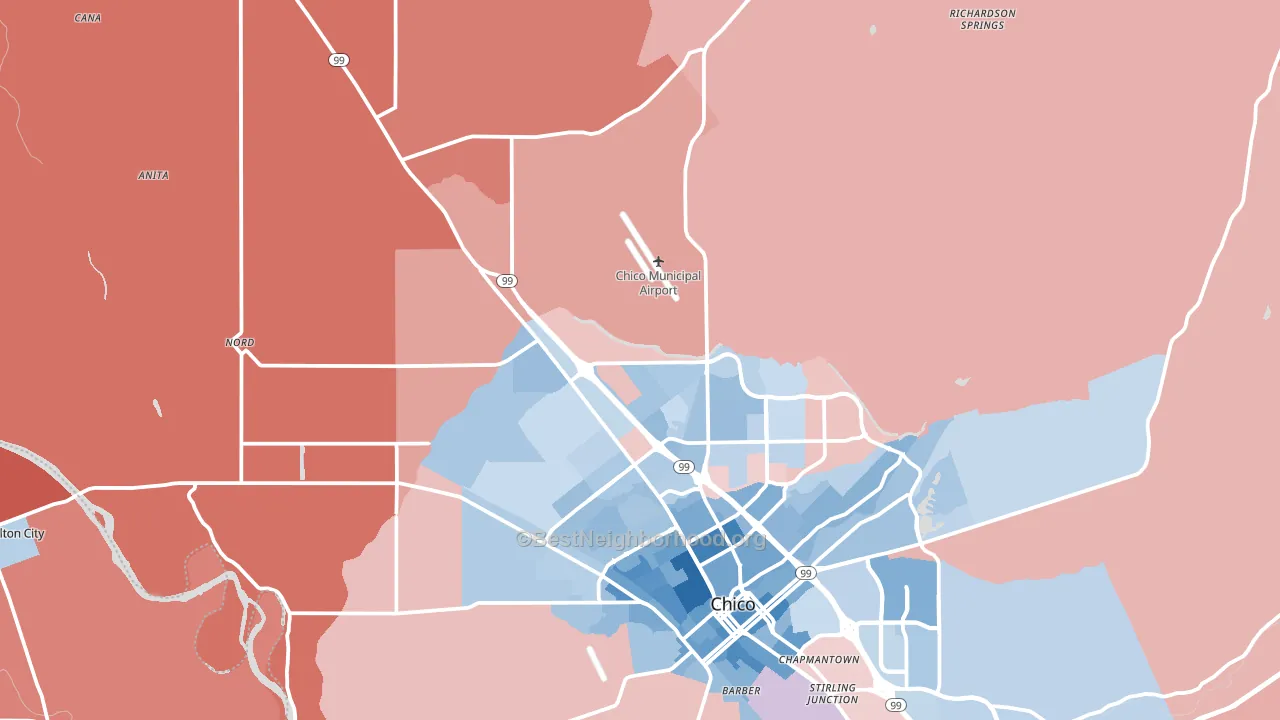 95973, CA block-group political-lean map