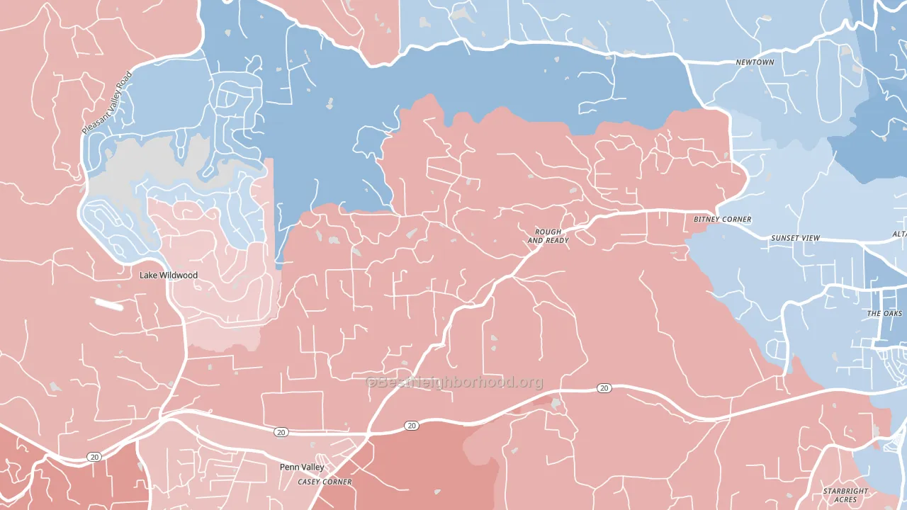 95975, CA block-group political-lean map