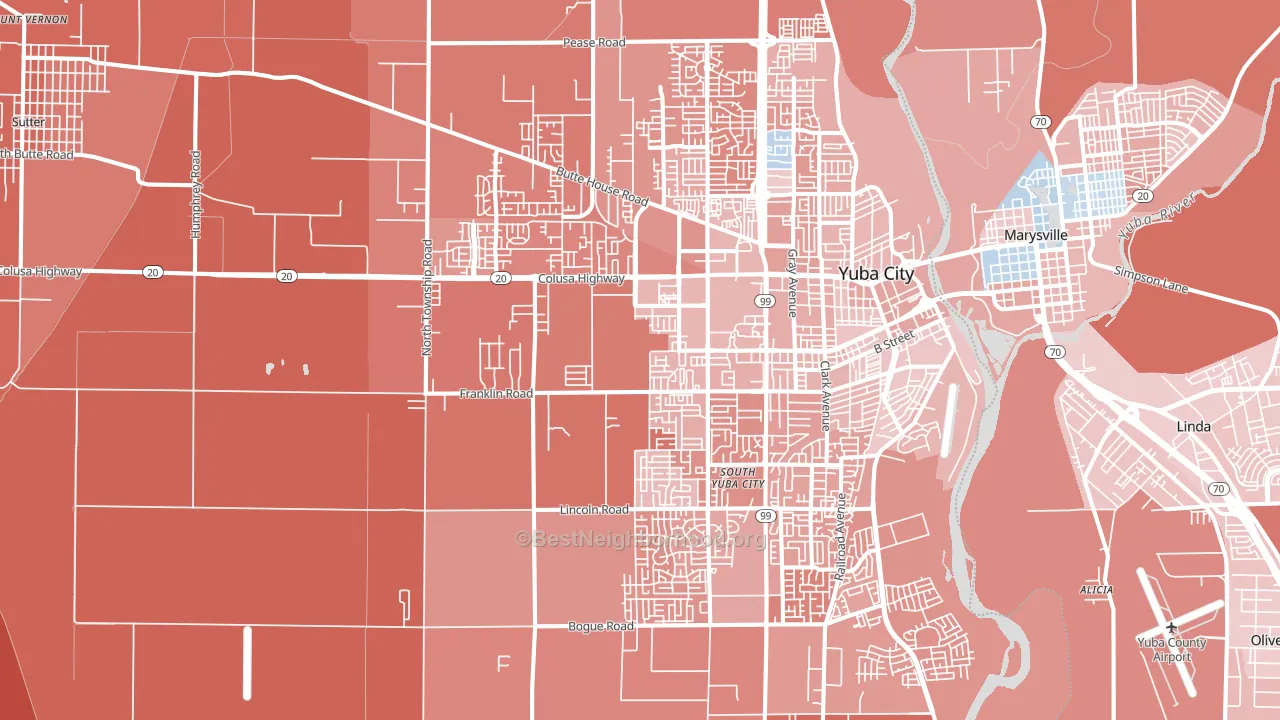 95993, CA block-group political-lean map