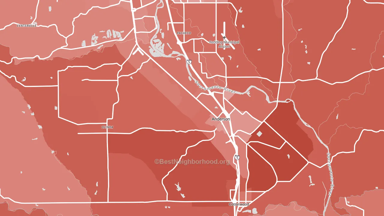 96007, CA block-group political-lean map
