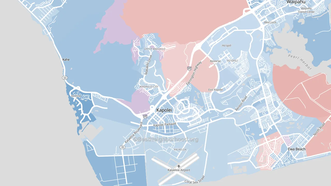 96707, HI block-group political-lean map