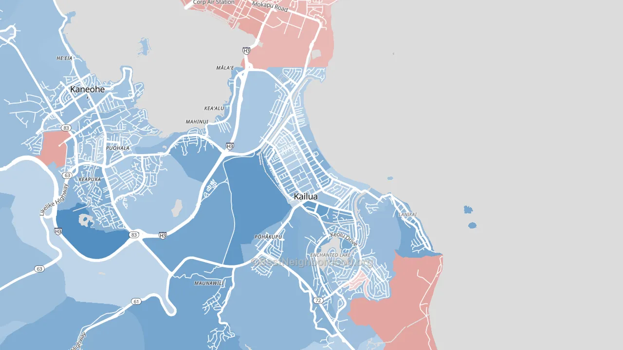 96734, HI block-group political-lean map