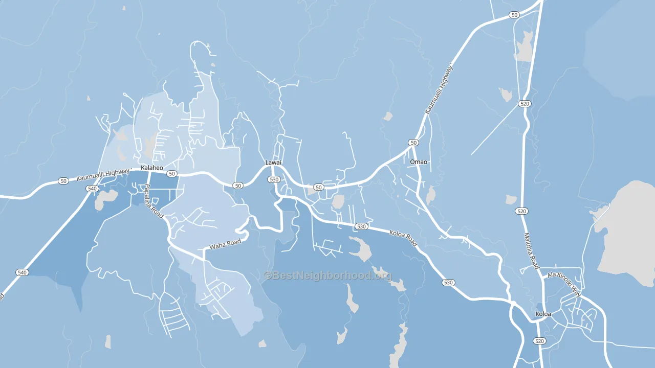 96765, HI block-group political-lean map
