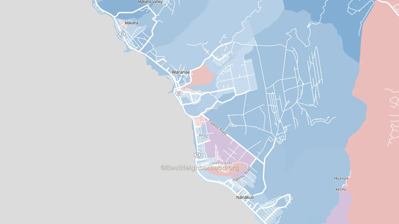 96792, HI block-group political-lean map