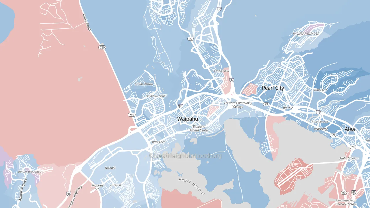 96797, HI block-group political-lean map