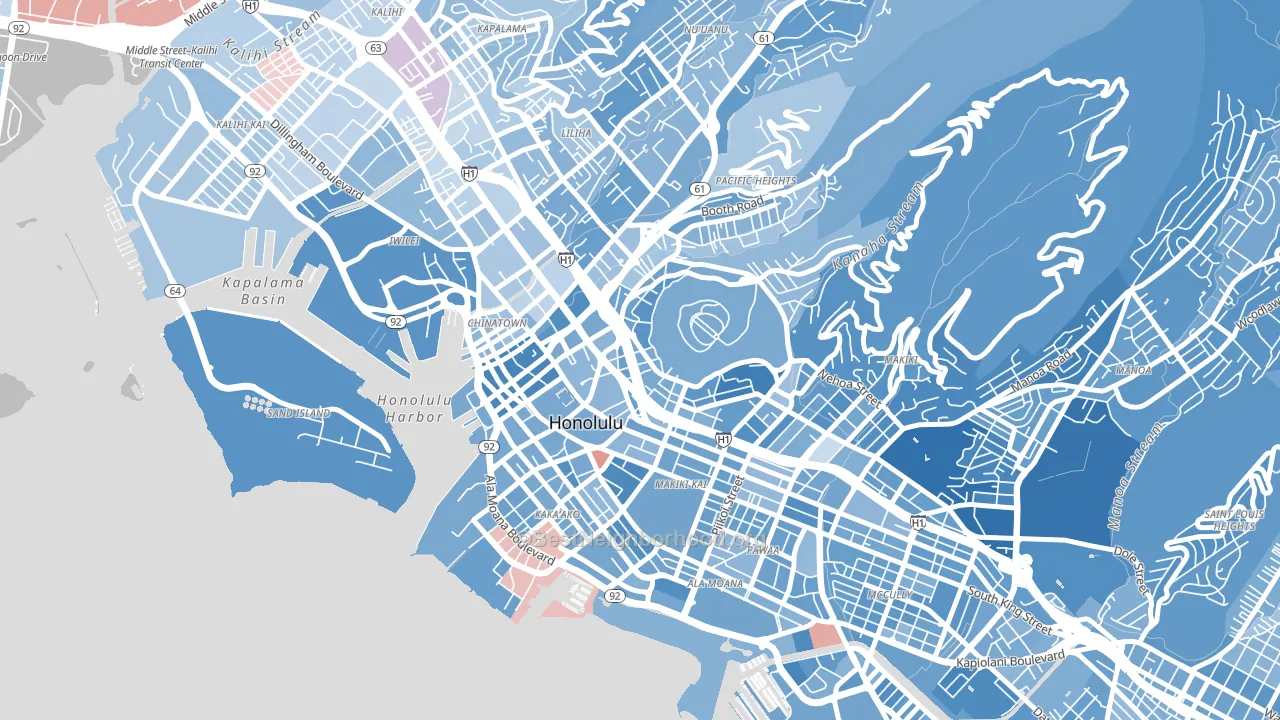 96813, HI block-group political-lean map