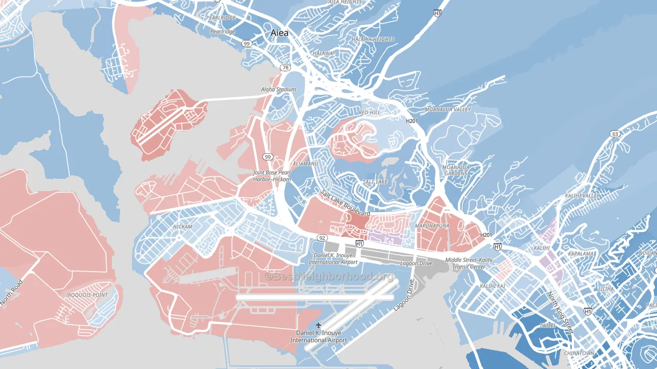 96818, HI block-group political-lean map
