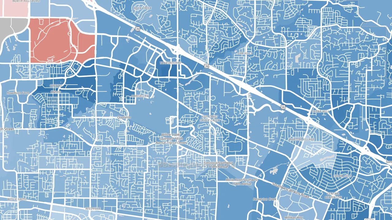 97006, OR block-group political-lean map
