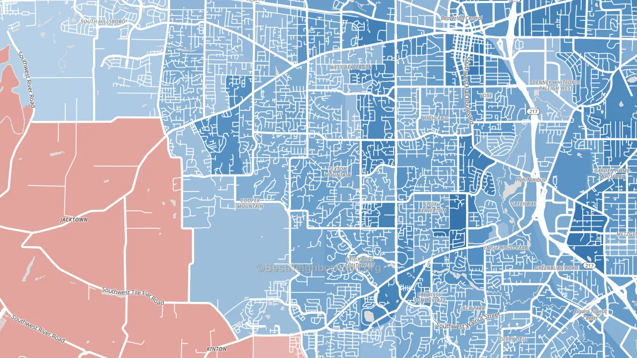 97007, OR block-group political-lean map