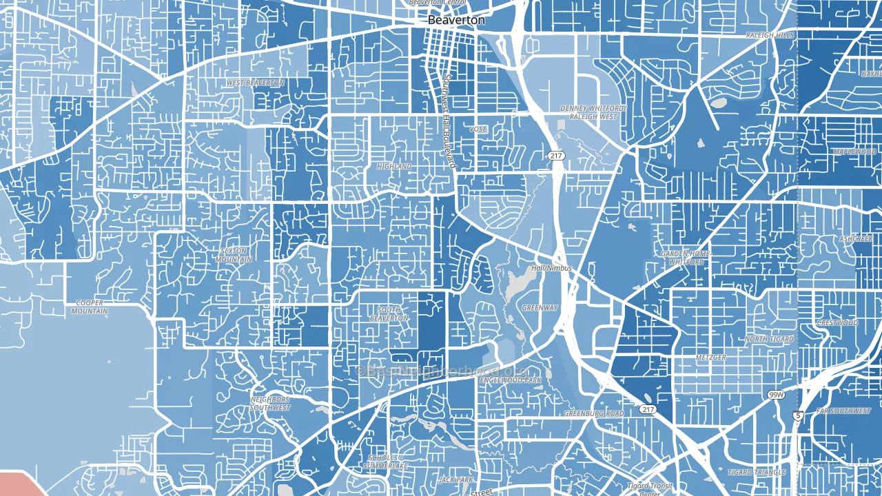 97008, OR block-group political-lean map