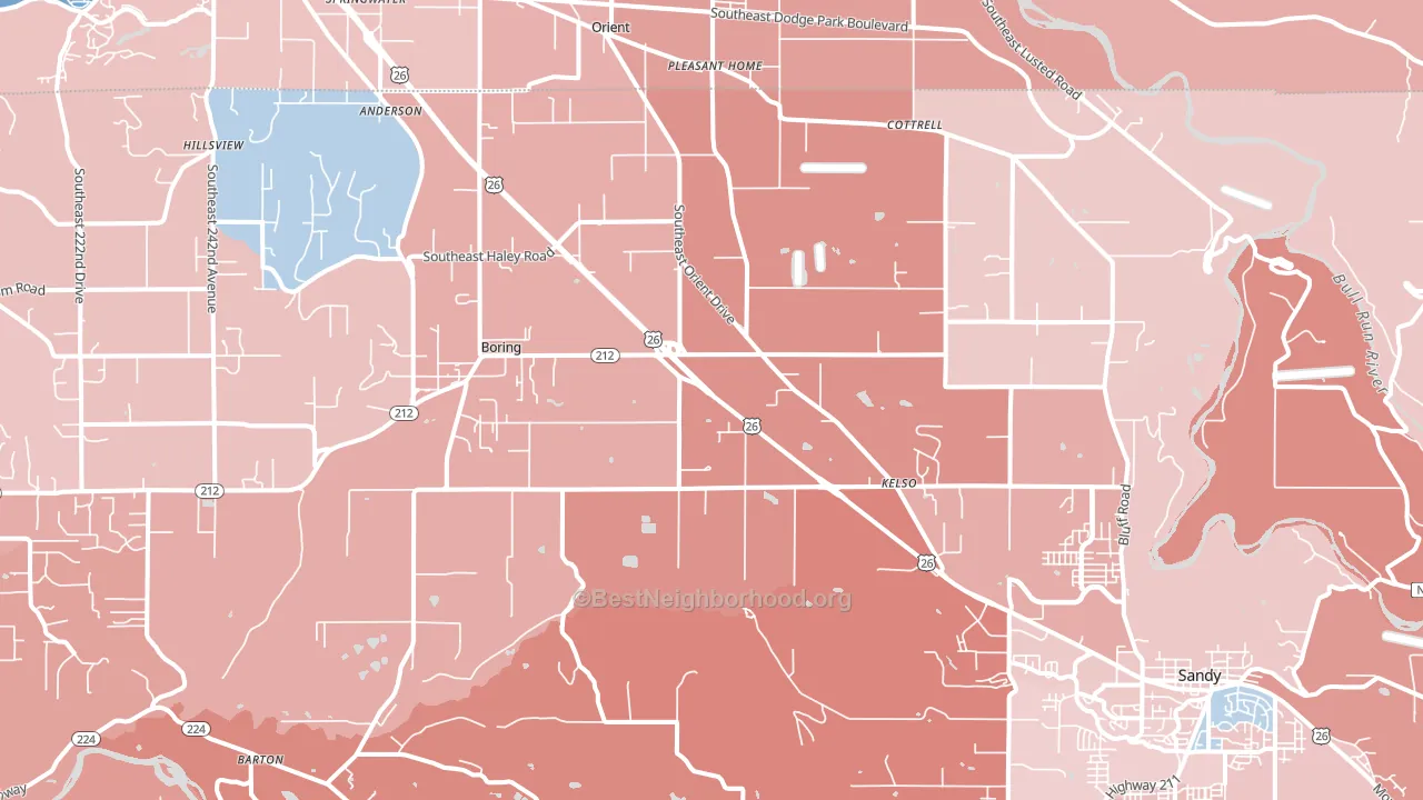 97009, OR block-group political-lean map