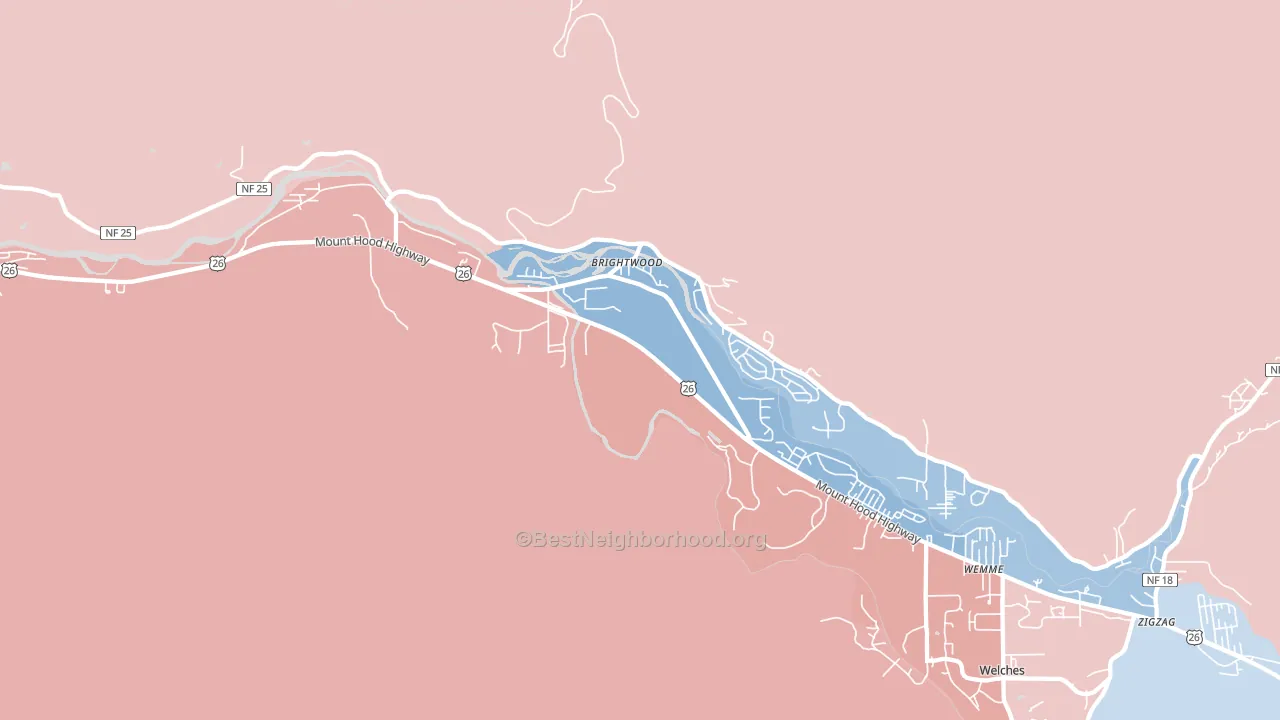 97011, OR block-group political-lean map