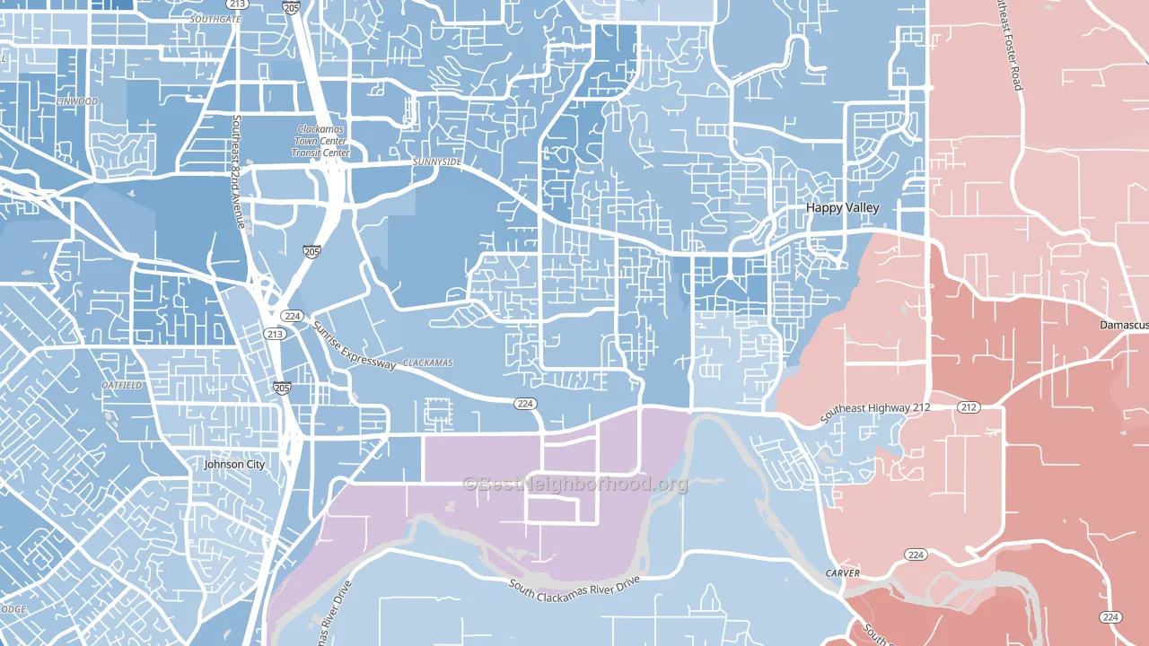 97015, OR block-group political-lean map