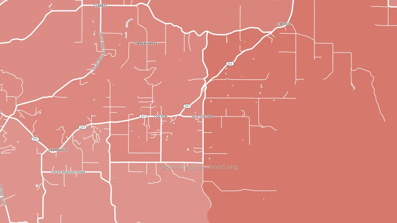 97017, OR block-group political-lean map