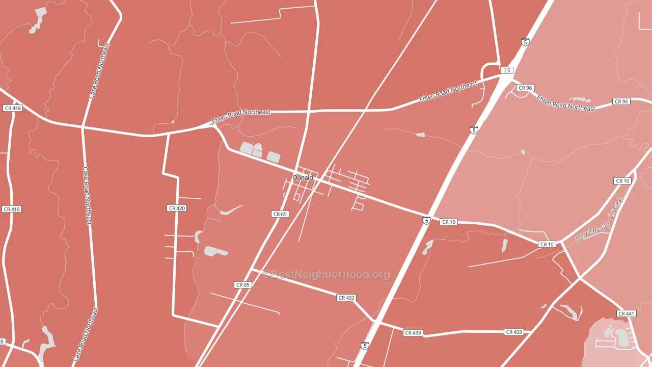 97020, OR block-group political-lean map