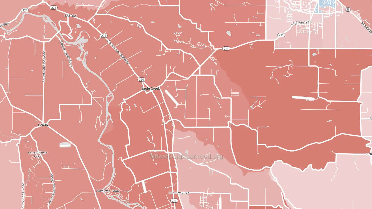 97022, OR block-group political-lean map