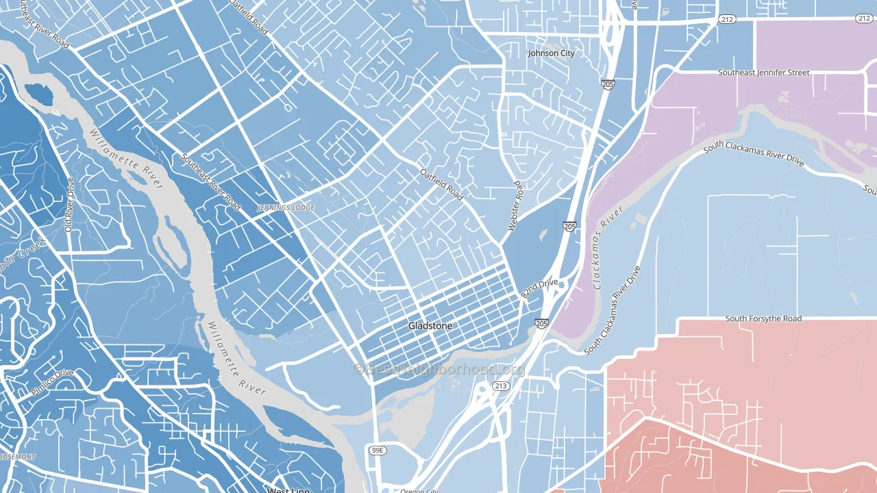 97027, OR block-group political-lean map
