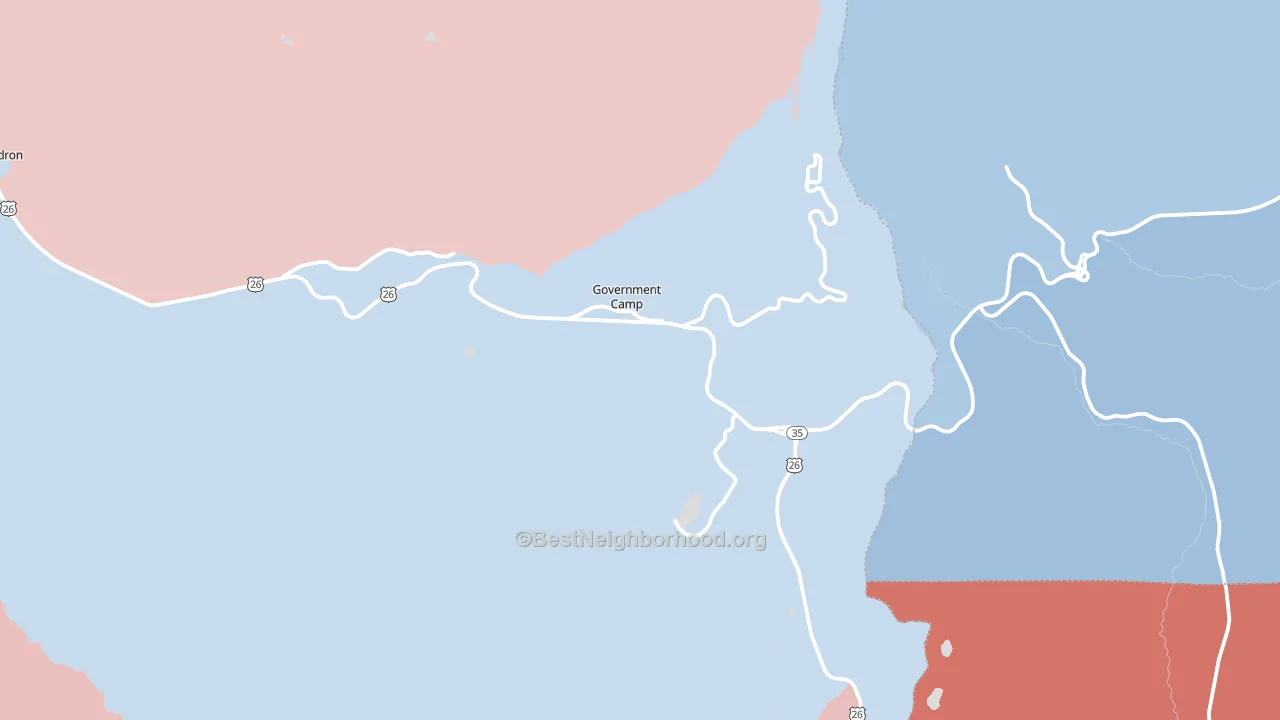 97028, OR block-group political-lean map