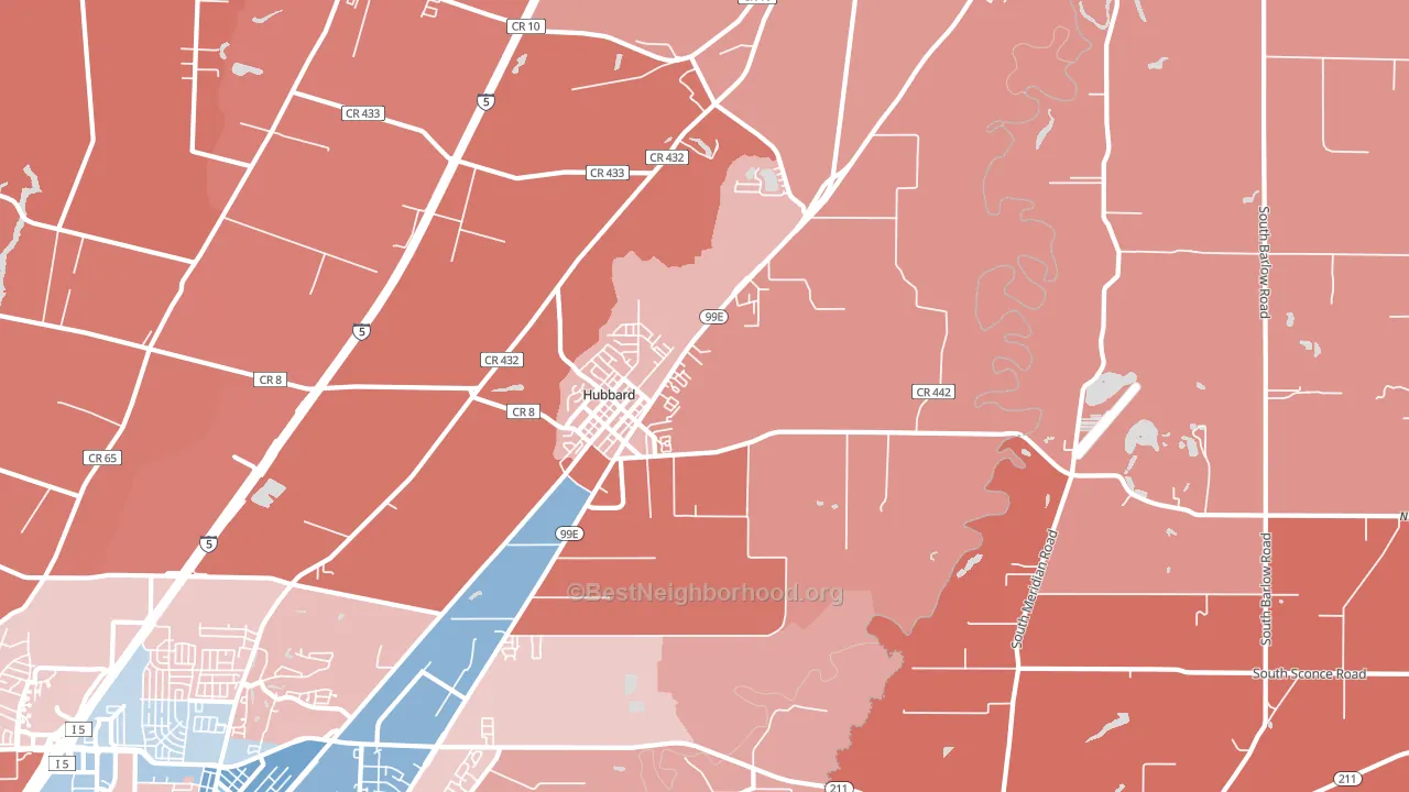 97032, OR block-group political-lean map