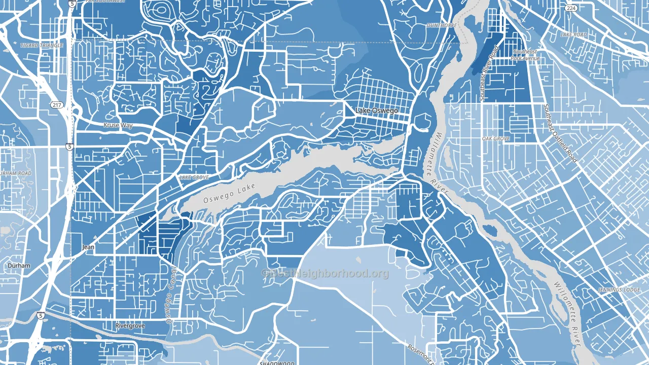 97034, OR block-group political-lean map