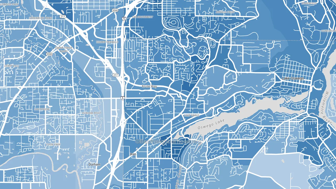 97035, OR block-group political-lean map