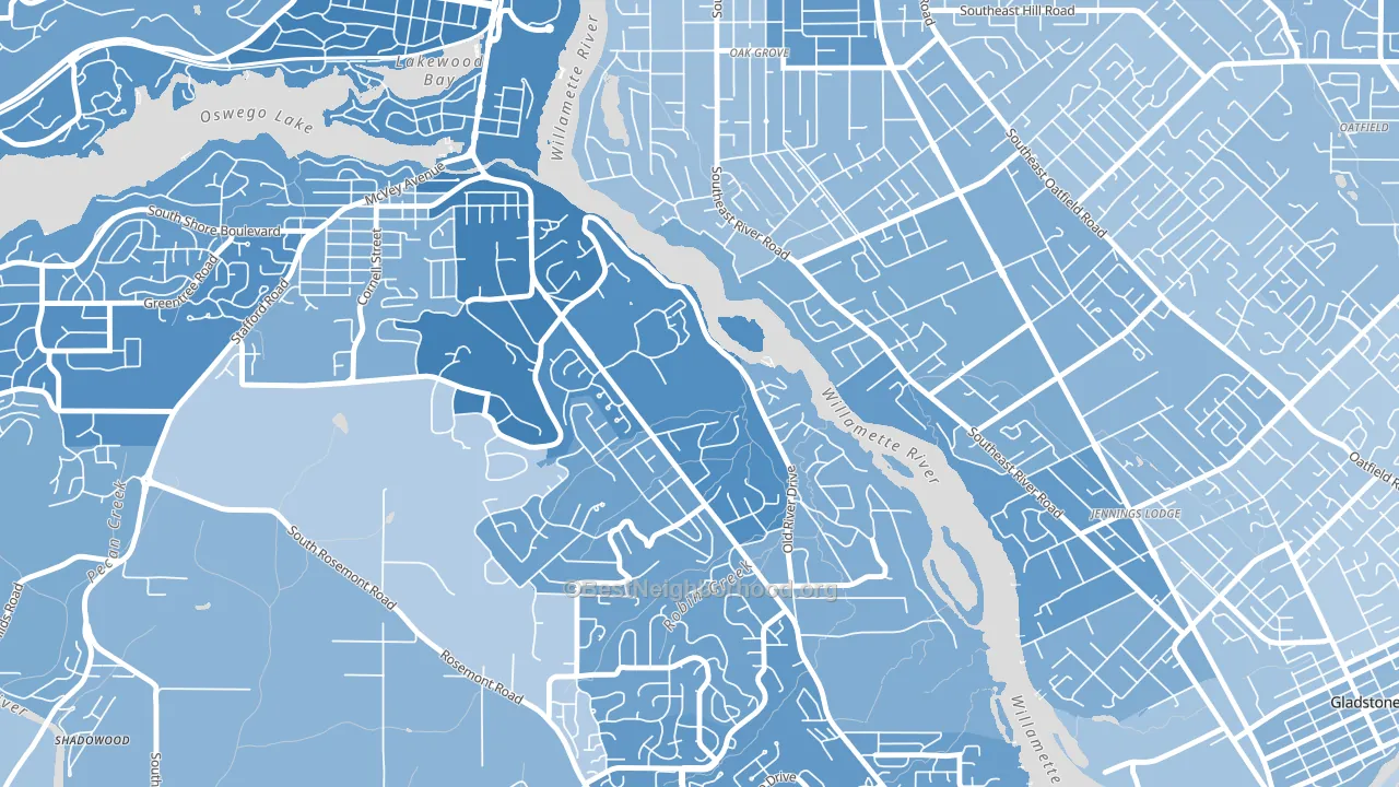 97036, OR block-group political-lean map