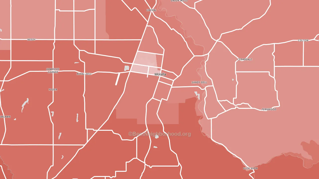 97038, OR block-group political-lean map