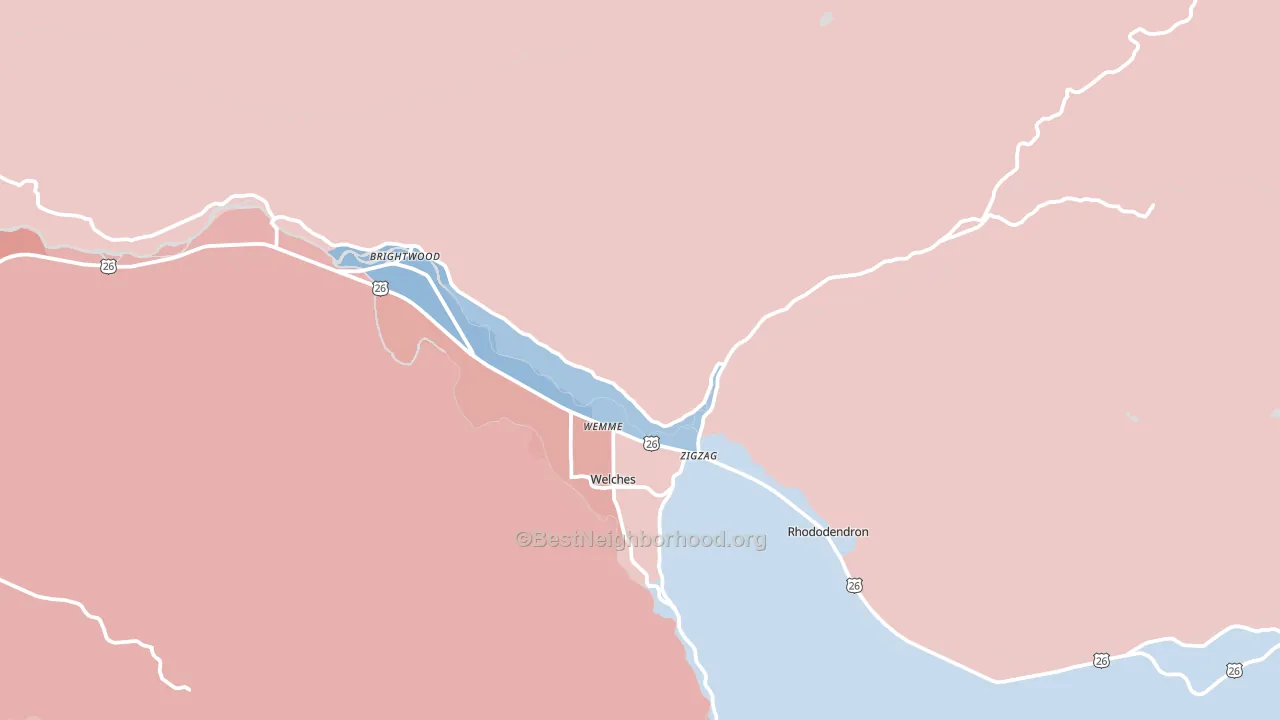 97049, OR block-group political-lean map